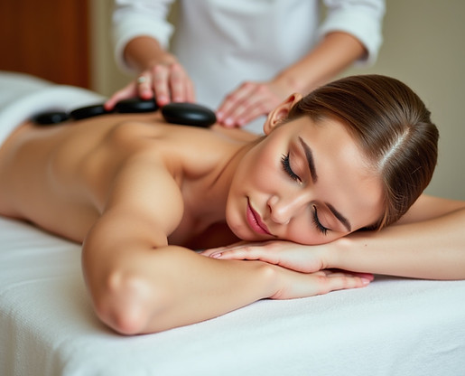 Woman receiving hot stone massage