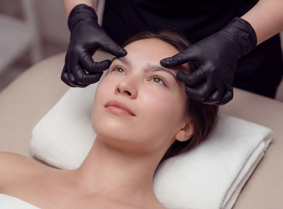 Woman receiving eyebrow treatment
