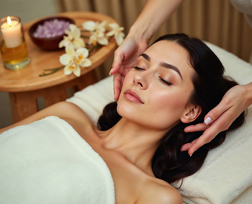 Relaxing facial massage at spa