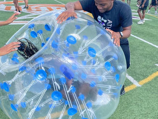 Bubble Soccer rental from Mobile Gaming Events featuring inflatable bubble suits bubble balls soccer goals and supervised team gameplay for birthdays school events summer camps church youth groups corporate events Bar and Bat Mitzvahs HOA events family celebrations festivals and community events in Alpharetta Georgia and the greater Atlanta metro area. This image represents the Bubble Soccer service offered in Alpharetta and does not necessarily mean the photographed event itself took place in Alpharetta. Call or text 954-408-1881 for availability.