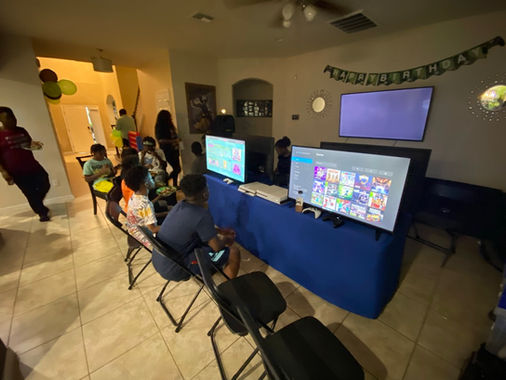 Video gaming party rental in West Palm Beach and Palm Beach County with multiple TVs and gaming consoles brought directly to birthday parties and special events.