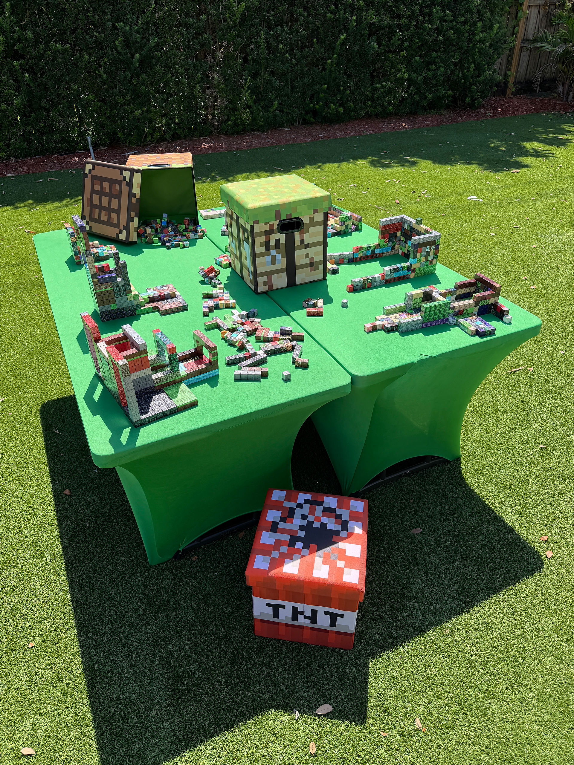 Minecraft XL Party Rental Miami Florida – approximately 5,000 building pieces with extra tables and themed seating – Brickell – Key Biscayne – Sunny Isles Beach – North Miami – Aventura – Doral – 954-408-1881