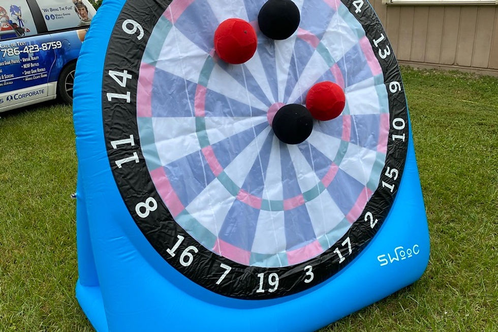 Jumbo Kick Dart Inflatable Rental party entertainment in Miami Gardens for kids teens adults families corporate groups and event guests at suitable venues in Miami-Dade County and South Florida.