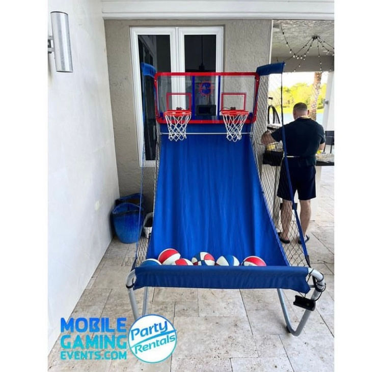 Two-player basketball shootout set up at an event