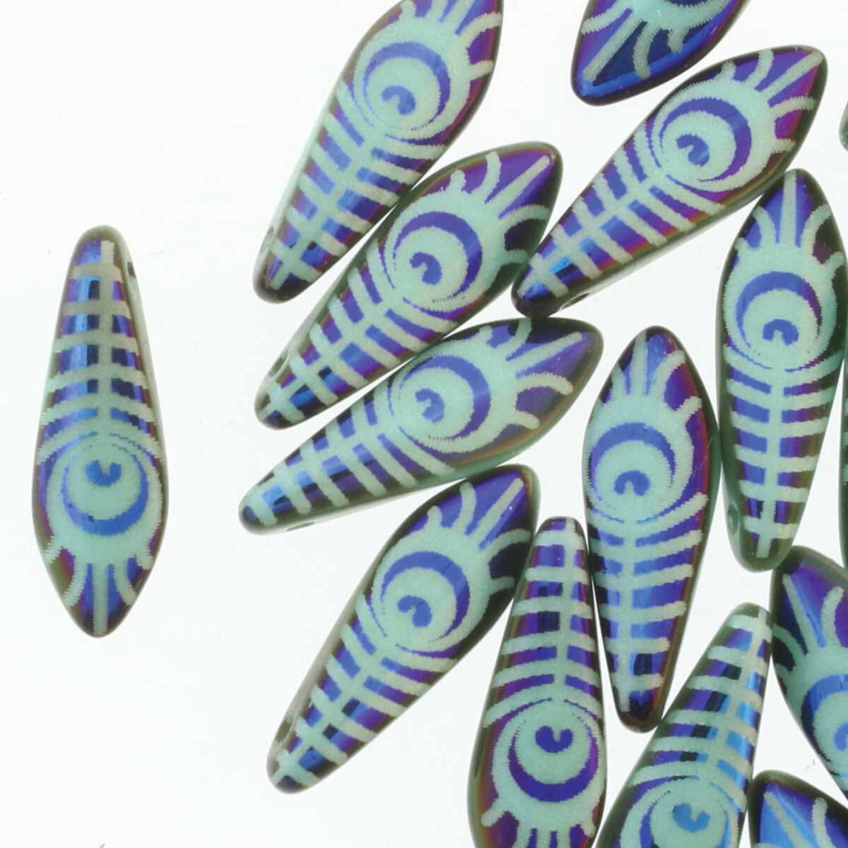 5x16mm Green Turquoise Eye Dagger Bead Strand DGR51663130-22203E