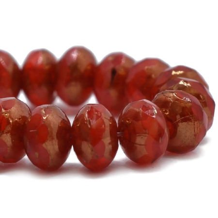 3x5mm Ruby Red Rondelle Beads With Bronze Finish 0186/RON5