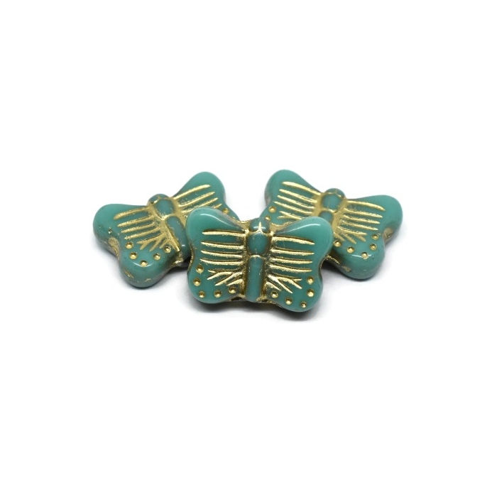 16x11mm Sea Green Butterfly Bead With Gold Wash 0121/FLY