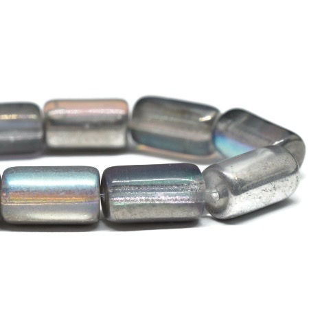 9x5 MM Grey Tube Bead With Silver And AB Finishes 0454/TBE