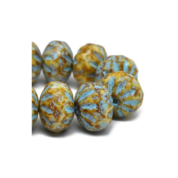 7x11mm Honey Cruller Bead With A Turquoise Wash 0144/CRU