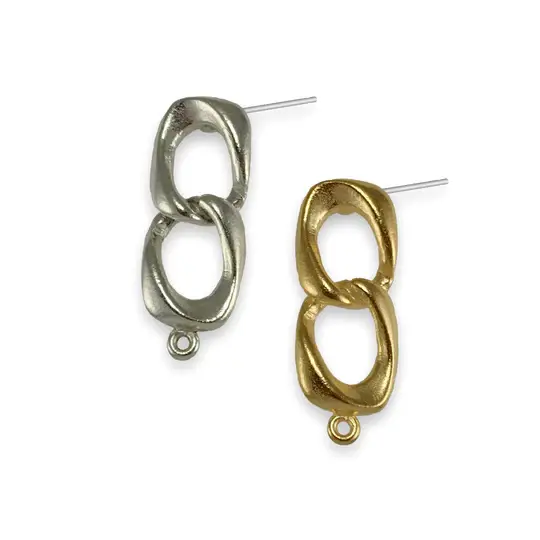 Smooth Frozen Double Link Post Earring 2539 Pack of 3 Pairs