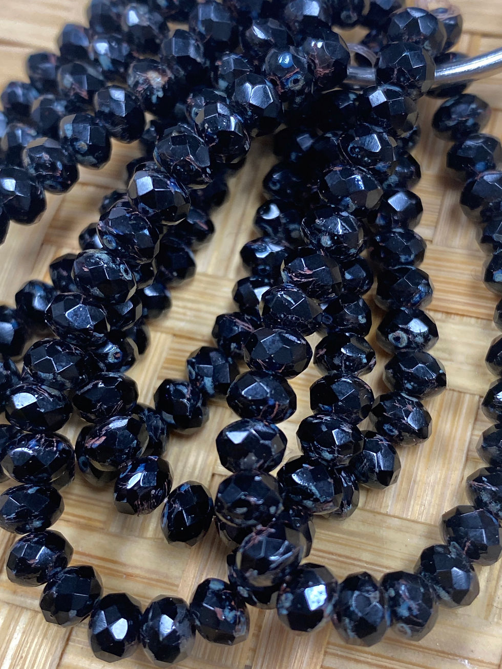 3x5 MM Black Rondelle Bead With Picasso Finish 1313/RON5