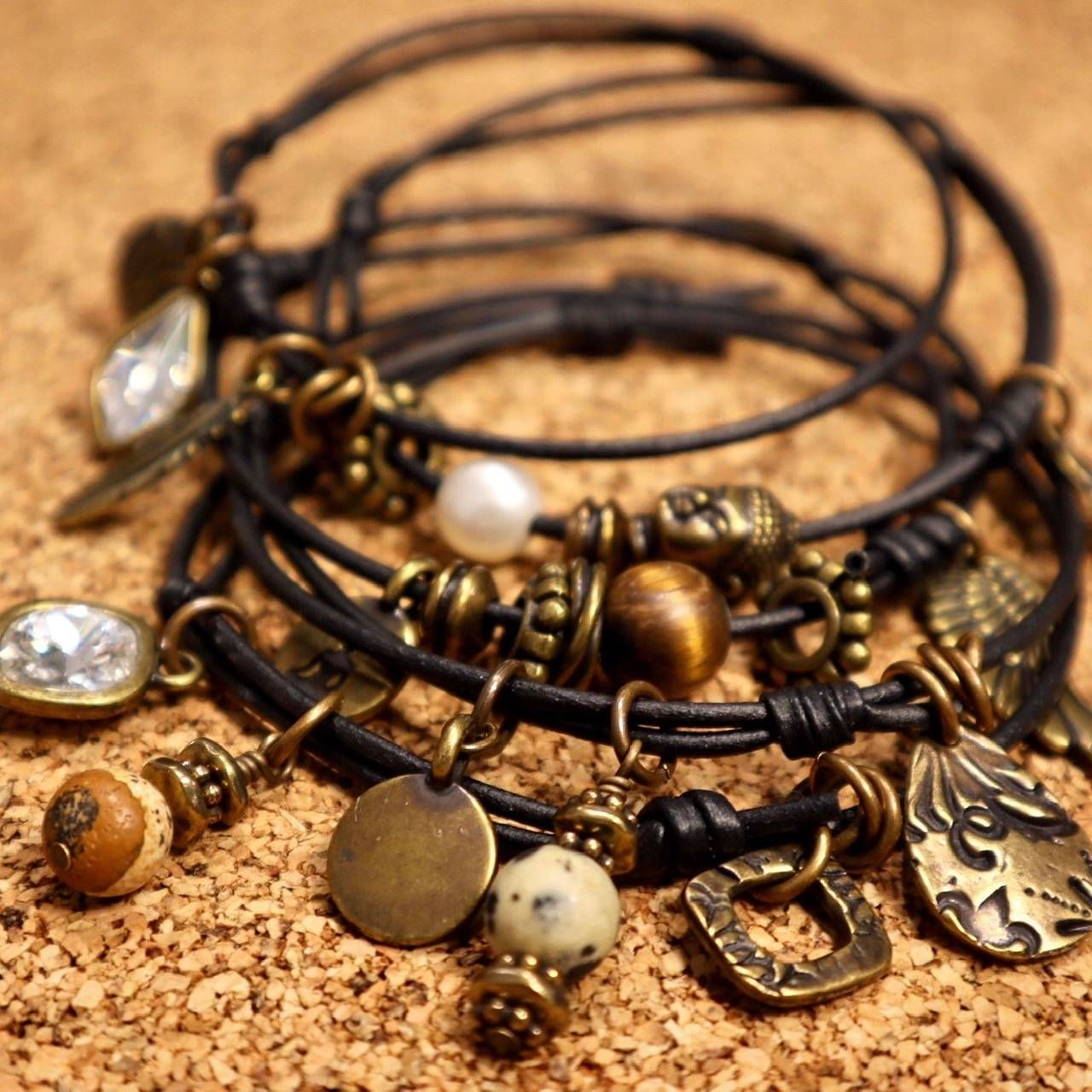 Knotted Faux Leather Charm Bangles Kit