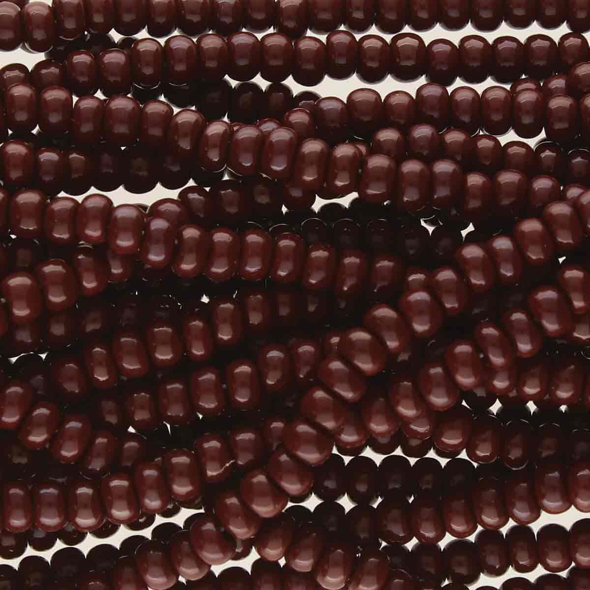 Size 8 Czech Opaque Dark Brown Seed Bead 6 Sting Hank SB8-13780