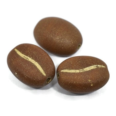 11x8 MM Matte Brown Coffee Bead With Gold Wash 0207/CFE