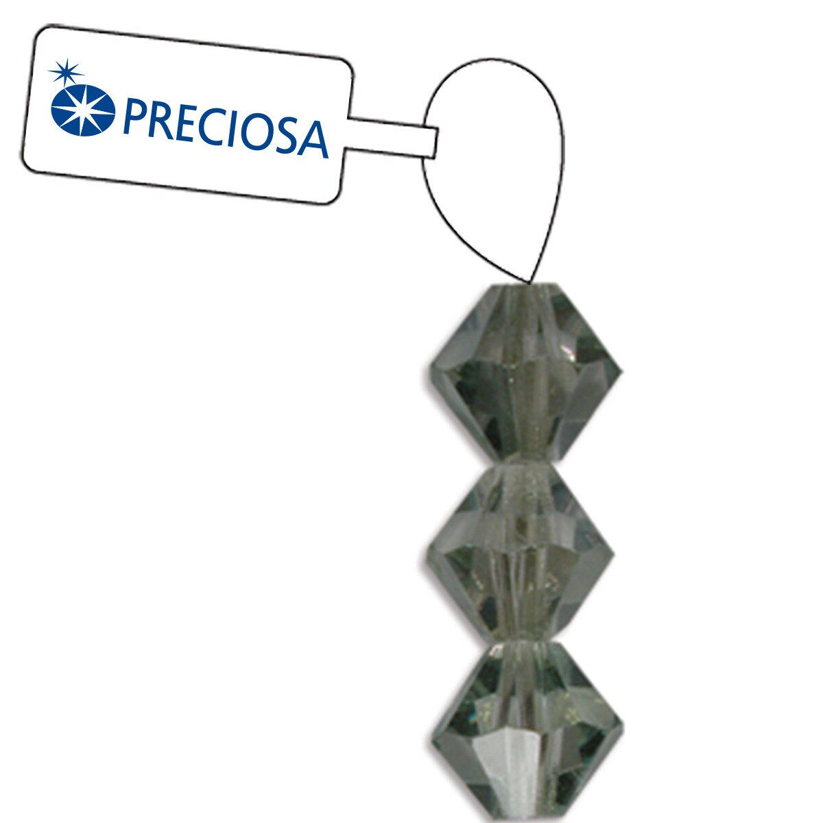 6mm Crystal Viridian Preciosa Bicone Crystal Strand Of 21 Beads