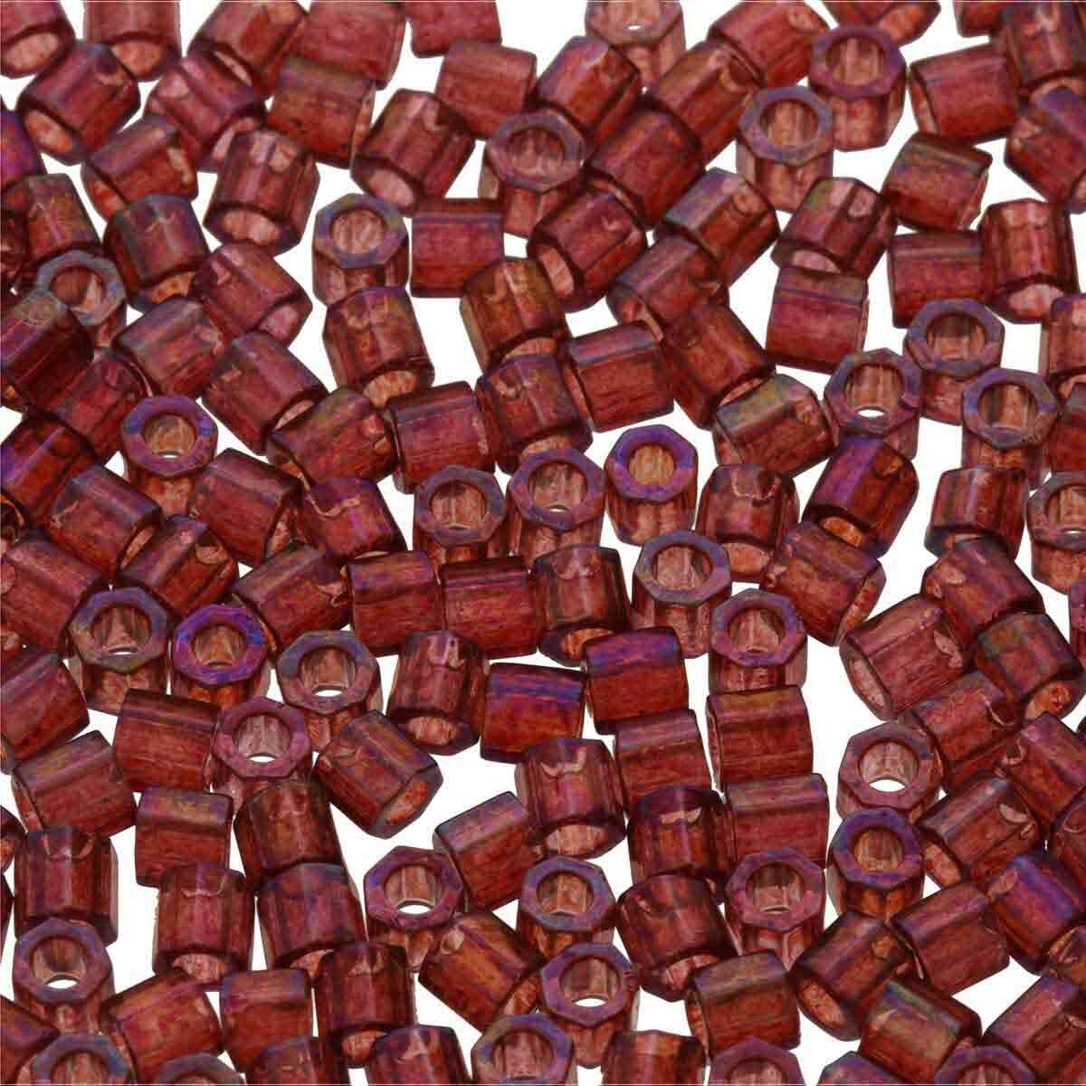 DBLC-0104 Transparent Raspberry AB Hex Cut Size 8 Delica Beads