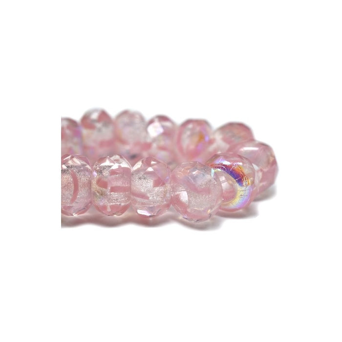 9x6mm Pink Large Hole Roller Bead With AB Finish 0046/ROL