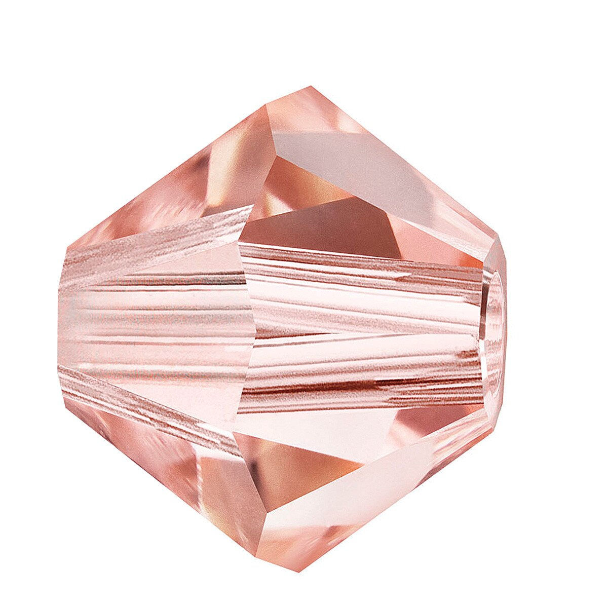 6mm Rose Peach Preciosa Bicone Crystal Strand Of 21 Beads