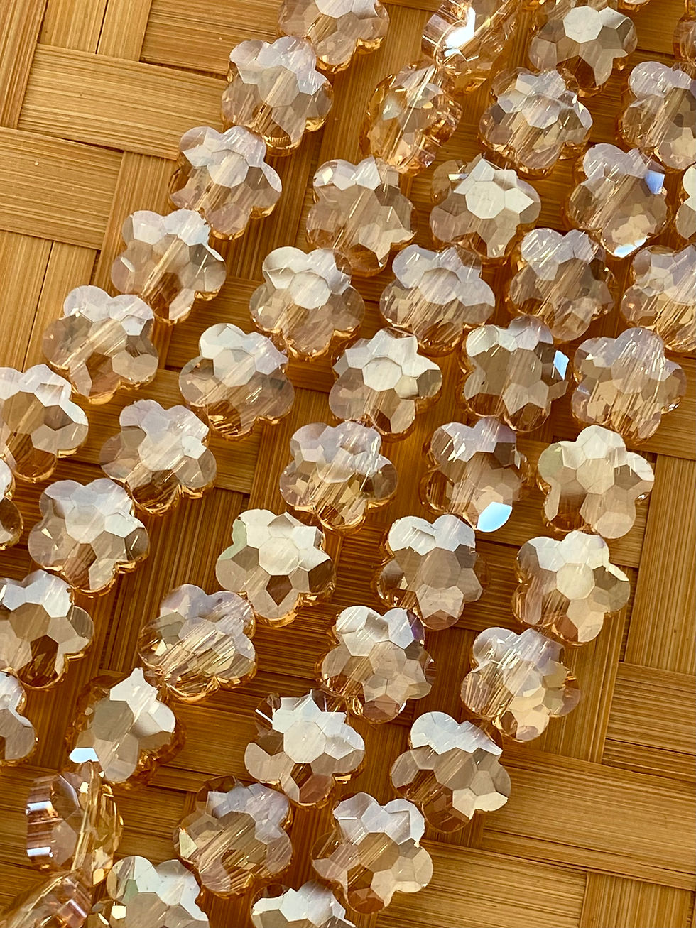 Thumbnail: 10mm Flower Glass Crystal Gold Champagne Bead Strand