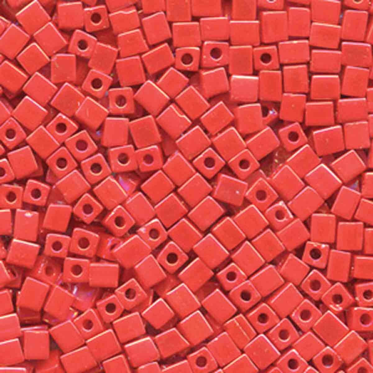 4mm Opaque Rainbow Red Square Seed Bead SB4-407R