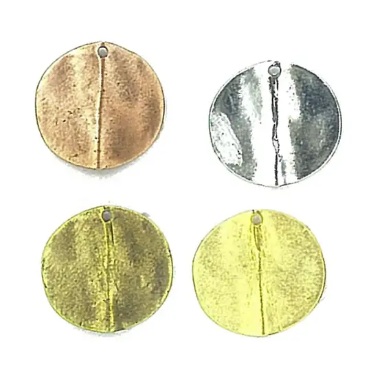 Textured 18mm Bent Round Charm 2170 Pack Of 6