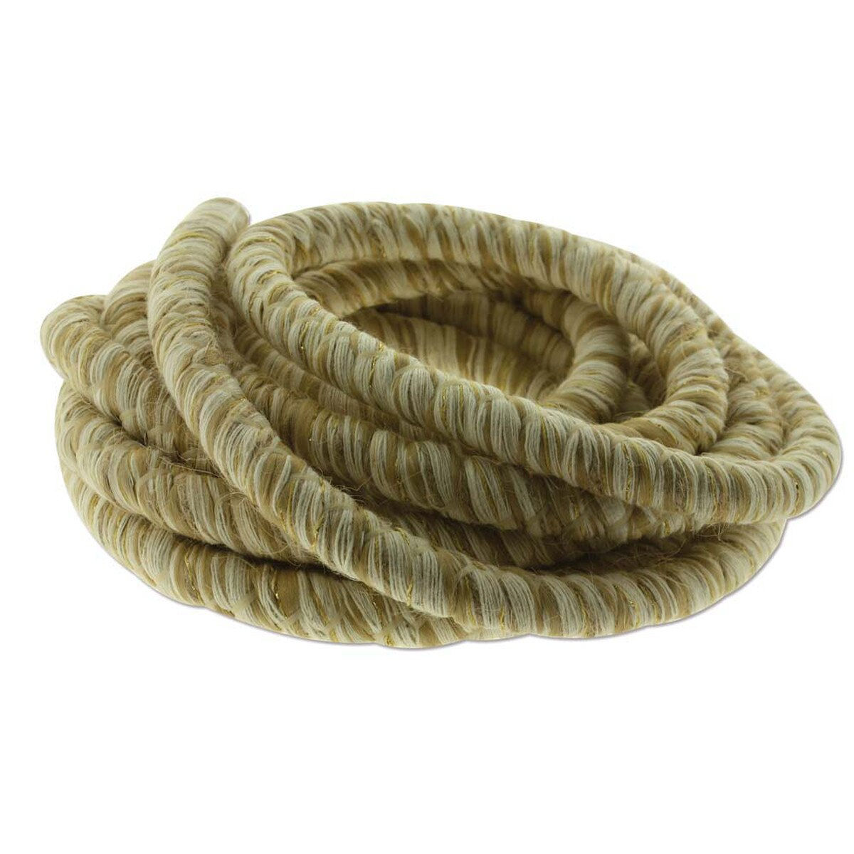 10mm Ivory/Gold Fiber Wrapped Cord FIBR1001