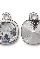 Hammered Cushion Charm With Crystal  94-6763