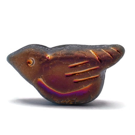 Thumbnail: 11X22 MM Med Sky Blue Bird Bead With Matte,  Metallic Volcano Finishes 1619/BRD