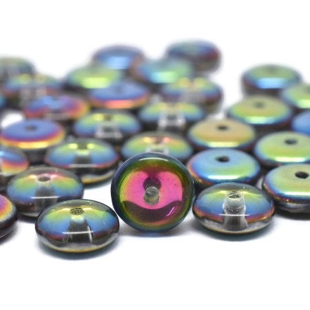 6 MM Transparent Disc Bead With Peacock Finish 2097/DSC