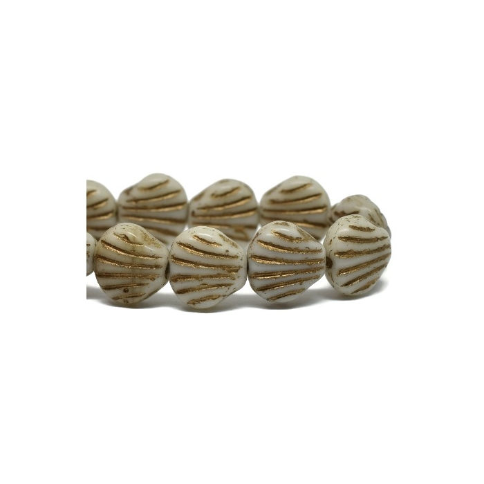 9mm White Small Shell Bead With Gold Wash 2025/SSL