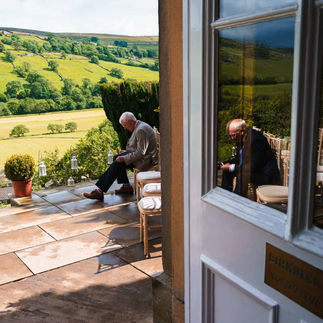 candid wedding guest reflection photo north yorkshire