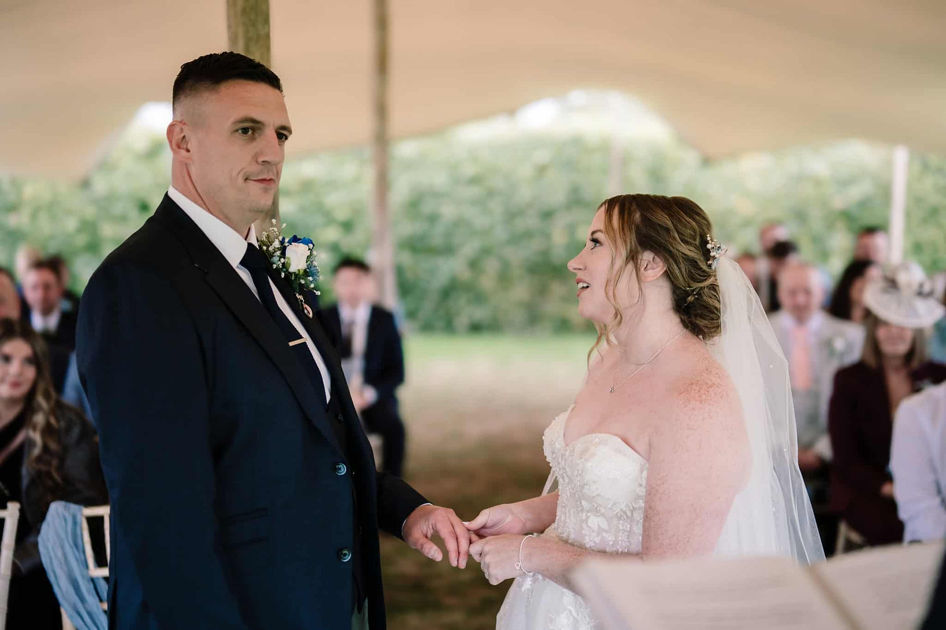 1. Outdoor rainy ceremony at The Hidden Oak wedding venue captured by North East wedding photographer Mick Merriott