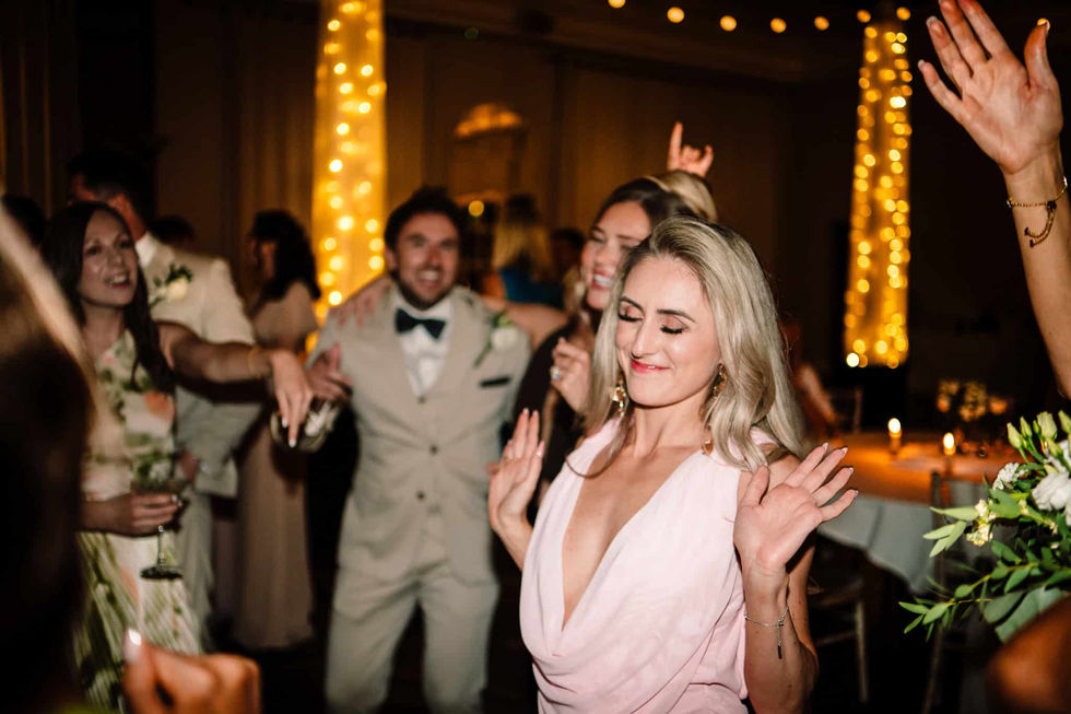 wedding party dancefloor photo at beamish hall wedding venue