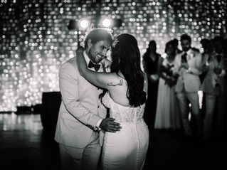 bride and groom first dance at beamish hall wedding venue
