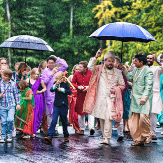 Sangeet ceremony in the rain at langley castle hotel