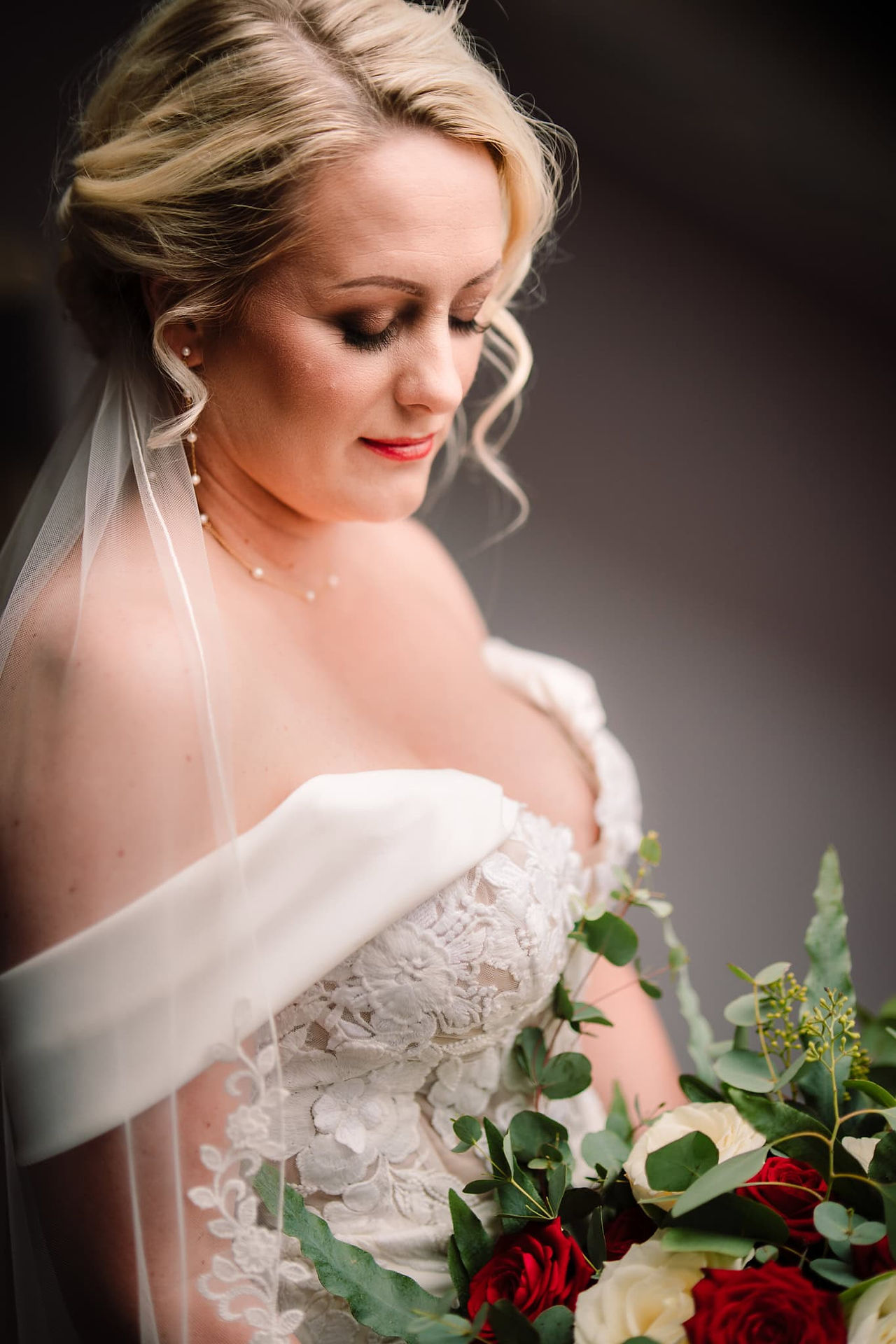 bridal portrait during bridal prep at grand villa heights wedding venue