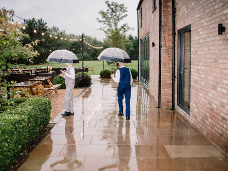 paige boys in the rain on wedding day at the hidden oak