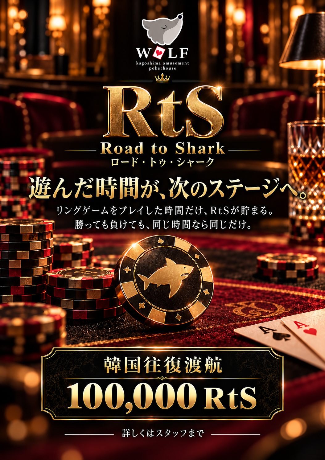 RtS Road to Shark:リングゲームのプレイ時間に応じて貯まる特典制度
