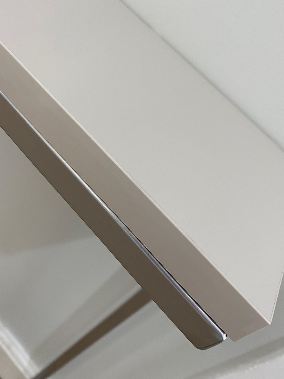 Thumbnail: Cashmere gloss console table on silver L frame legs