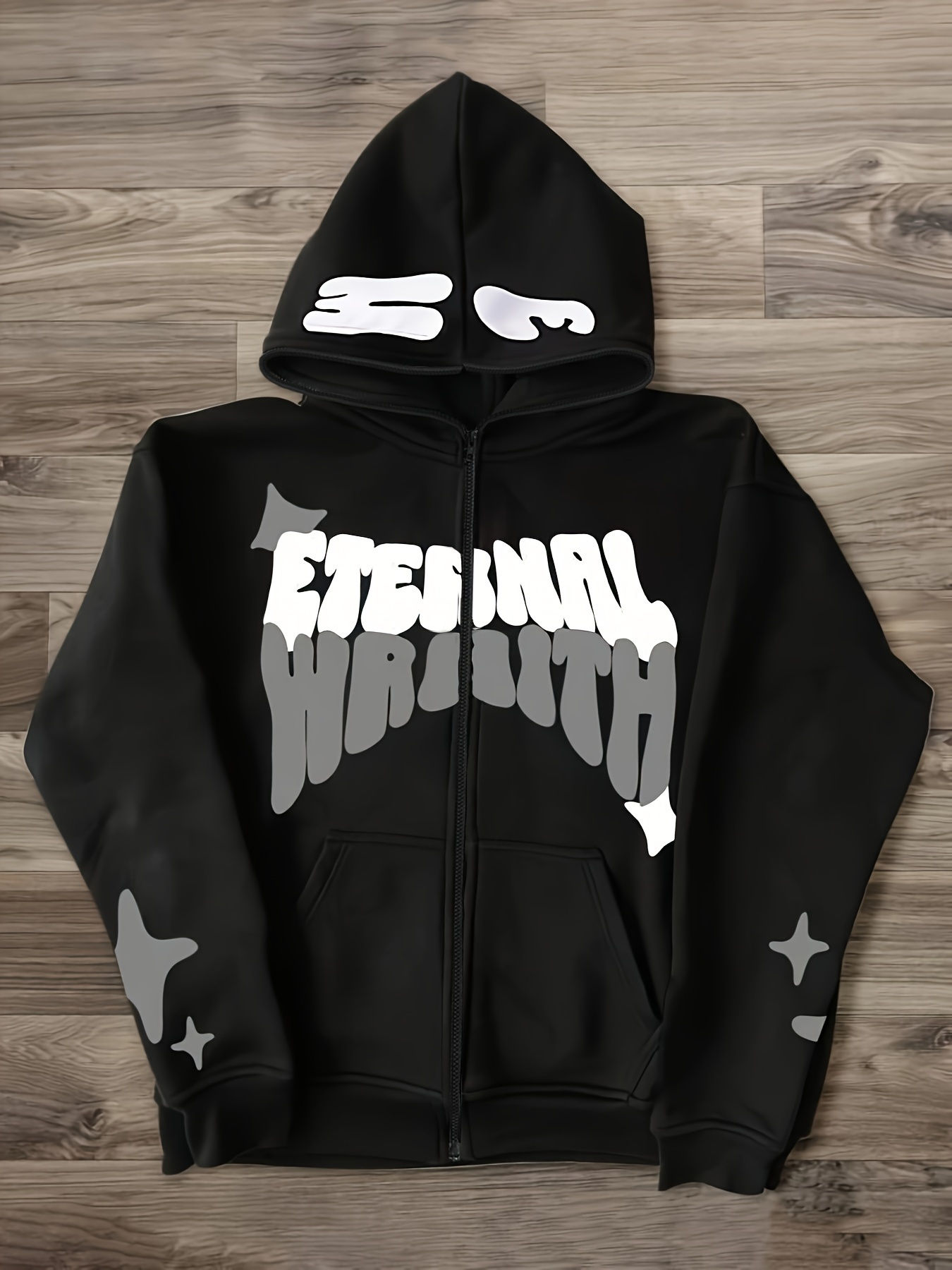 Men's Casual Athletic Full Zip Hoodie With Letter Print For Autumn/Winter