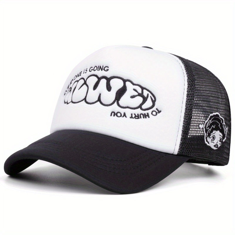 Thumbnail: 1 Men's Two-Toned Mesh Trucker Hat with "HOW IT GOING" Embroidery - Adjustable, 