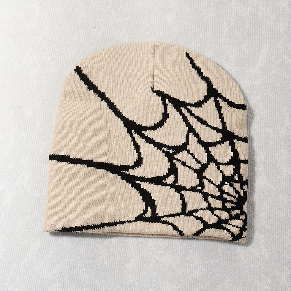 Thumbnail: Personalized Halloween Spider Web Y2K Beanie Vintage Elastic Knitted Hats Autumn
