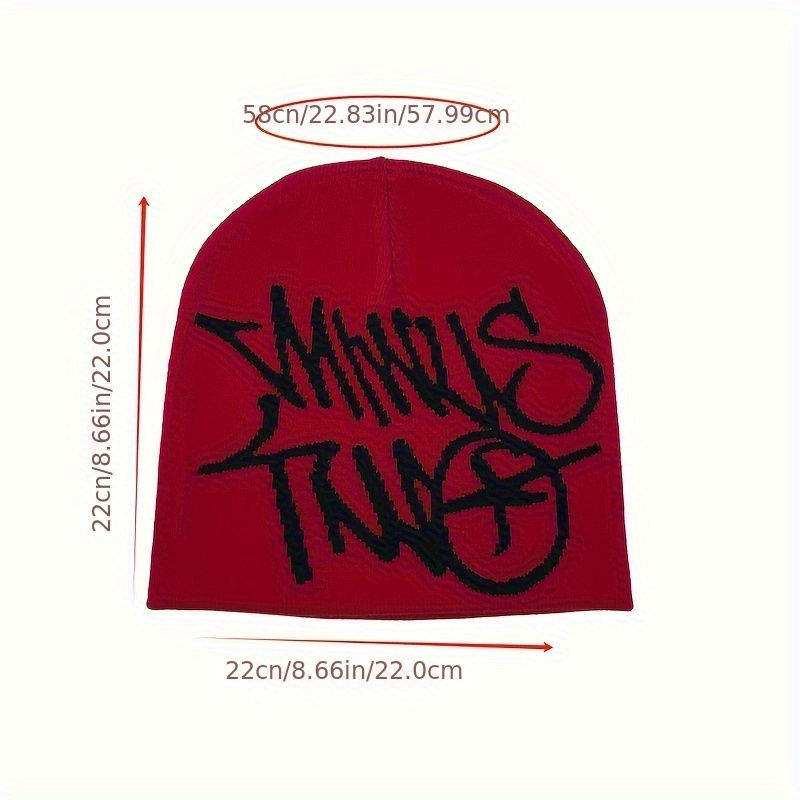 Thumbnail: Y2K Fashion Jacquard Beanie Hat for Men, 100% Acrylic Elastic Hip Hop Cap with L