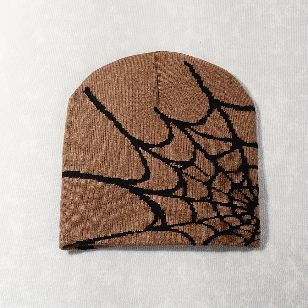 Thumbnail: Personalized Halloween Spider Web Y2K Beanie Vintage Elastic Knitted Hats Autumn