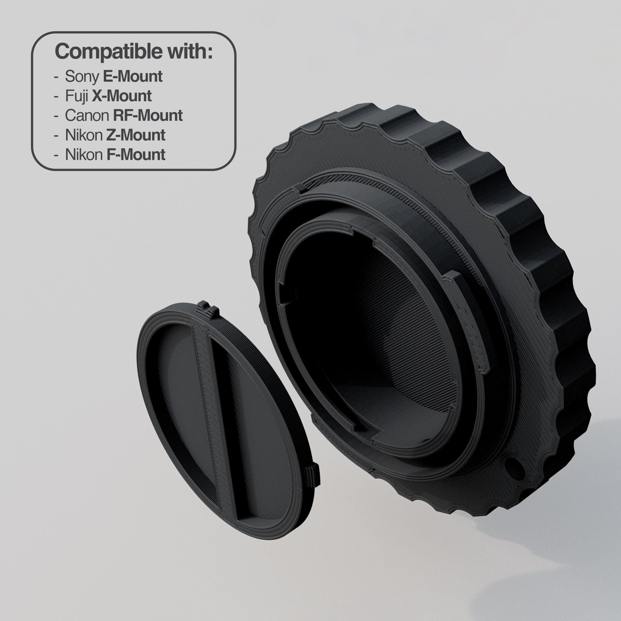 Camera Body Cap with Hidden AirTag Holder: For Sony, Fuji, Canon, Nikon - 3D Pr