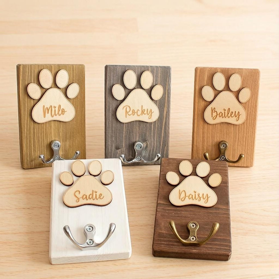 Thumbnail: Personalized Wooden Pet Leash Hook – Custom Dog Name Hook, Wooden Pet Clothes H