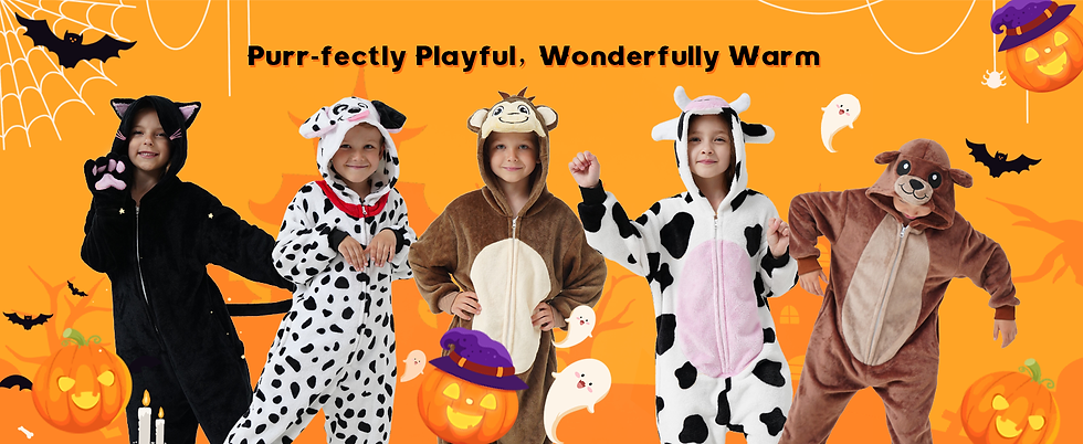 Thumbnail: Kids Boys Girls Halloween Onesie Pajamas Cosplay Halloween Animal Costume Pajam