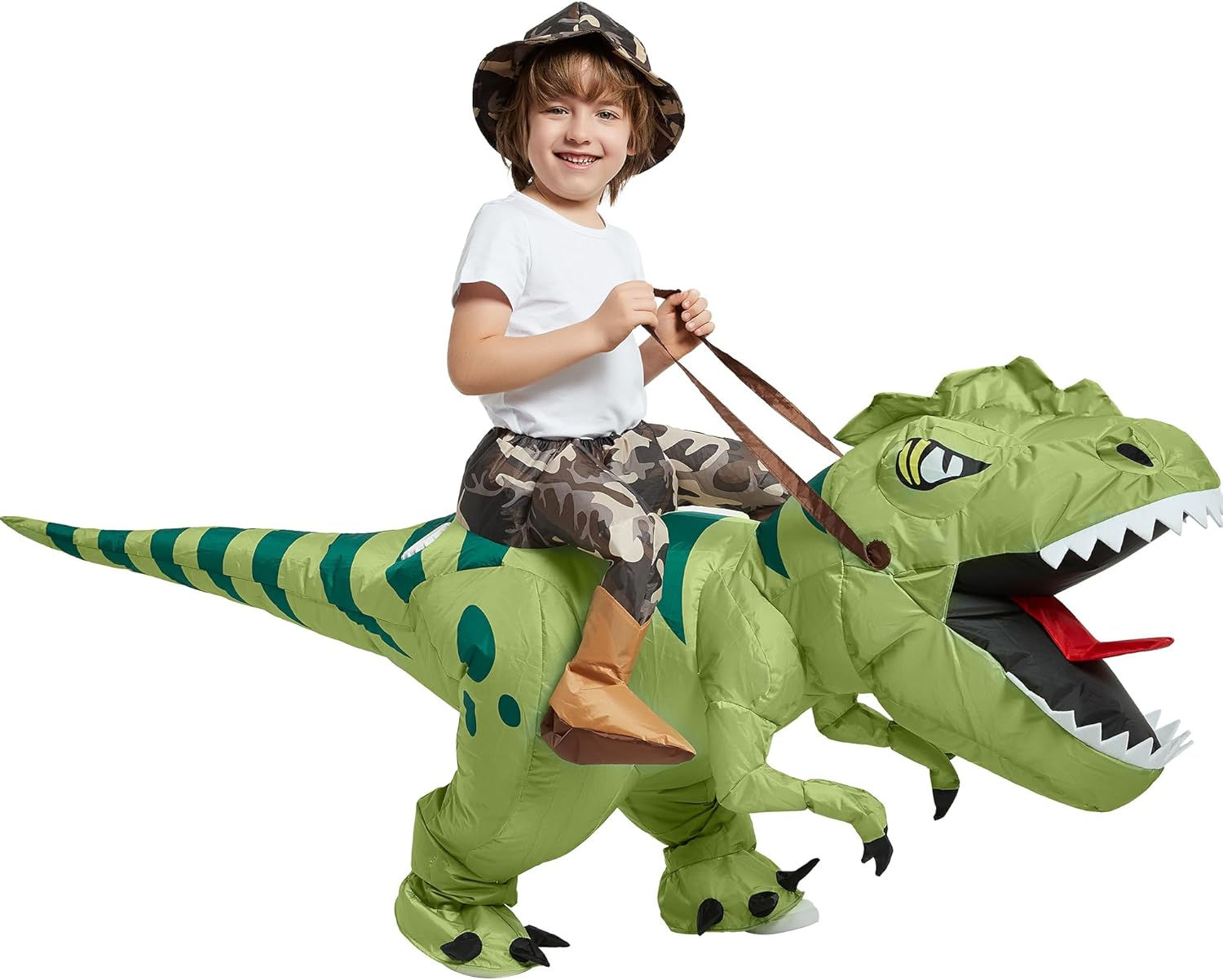 Inflatable Dinosaur Halloween Costume Kids,Blow Up Ride T Rex Suit