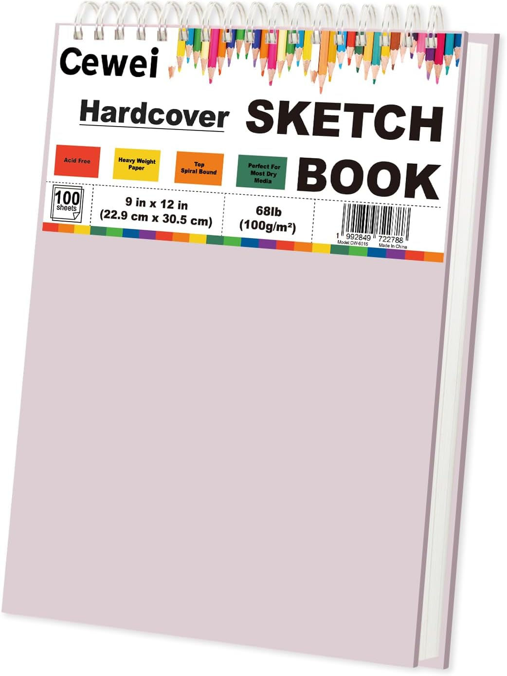 9" x 12" Sketch Book, Top Spiral Sketchbook, 100 Sheets Sketch Pad, (68 lb/100