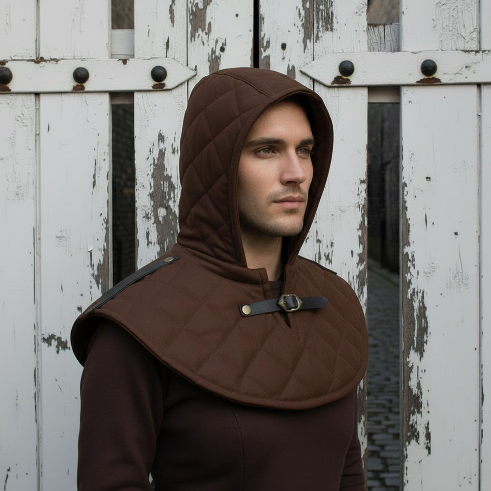 Thumbnail: Medieval Cotton Padded Coif – Armor Hood for LARP & Renfaire